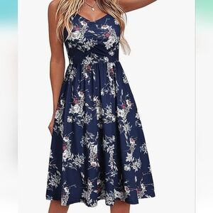 Women's Blue Sundress with Pockets